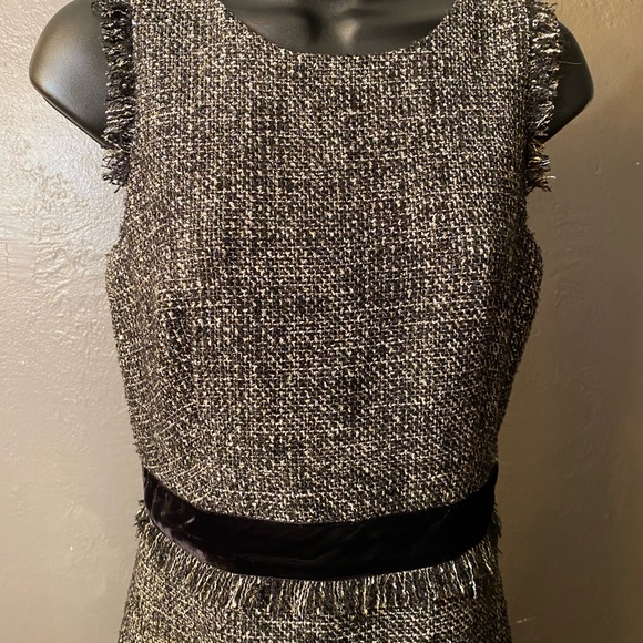J Crew Sparkle Tweed sheath dress velvet frayed - Picture 6 of 16